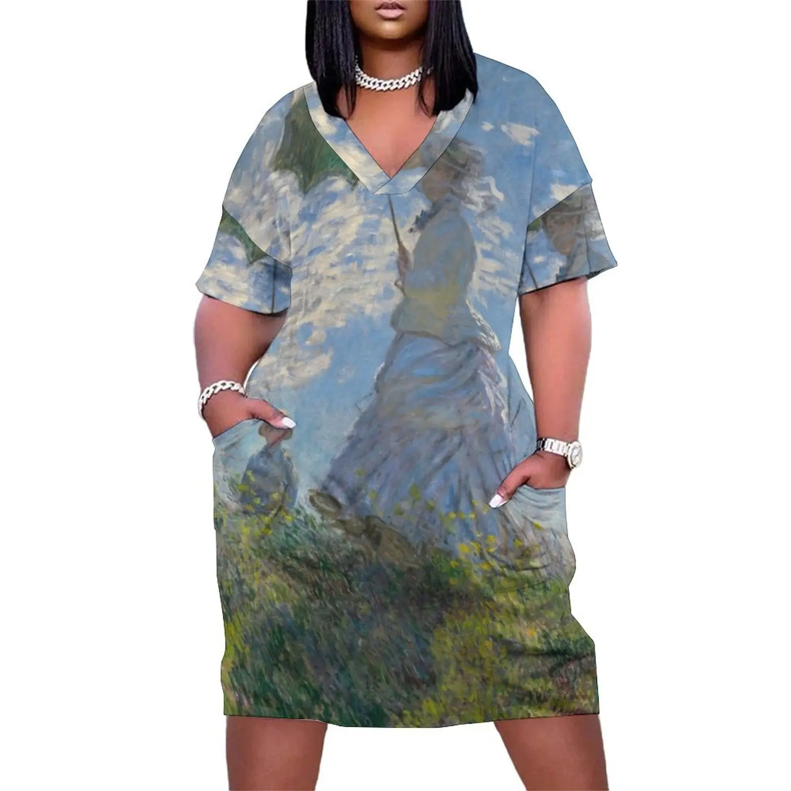 Woman with a Parasol (Madame Monet and Her Son)-Claude Monet Loose Pocket Dress Women's skirt dress for women
Woman with a Parasol (Madame Monet and Her Son)-Claude Monet Loose Pocket Dress Women's skirt dress for women