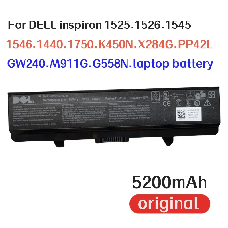100% Оригинальный аккумулятор 5200 мАч для ноутбука DELL Inspiron 1525 1526 1545 1546 1440 K450N X284G PP42L GW240 M911G G558N
100% Оригинальный аккумулятор 5200 мАч для ноутбука DELL Inspiron 1525 1526 1545 1546 1440 K450N X284G PP42L GW240 M911G G558N