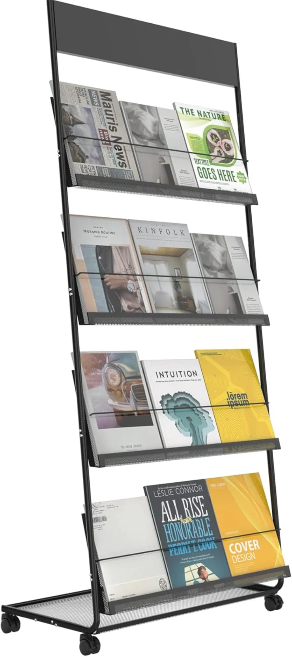 Magazine Rack,Floor-Standing 4-Layer with Wheels,Brochure Display Stand,High-hardness metal for Exhibitions, Office
Magazine Rack,Floor-Standing 4-Layer with Wheels,Brochure Display Stand,High-hardness metal for Exhibitions, Office