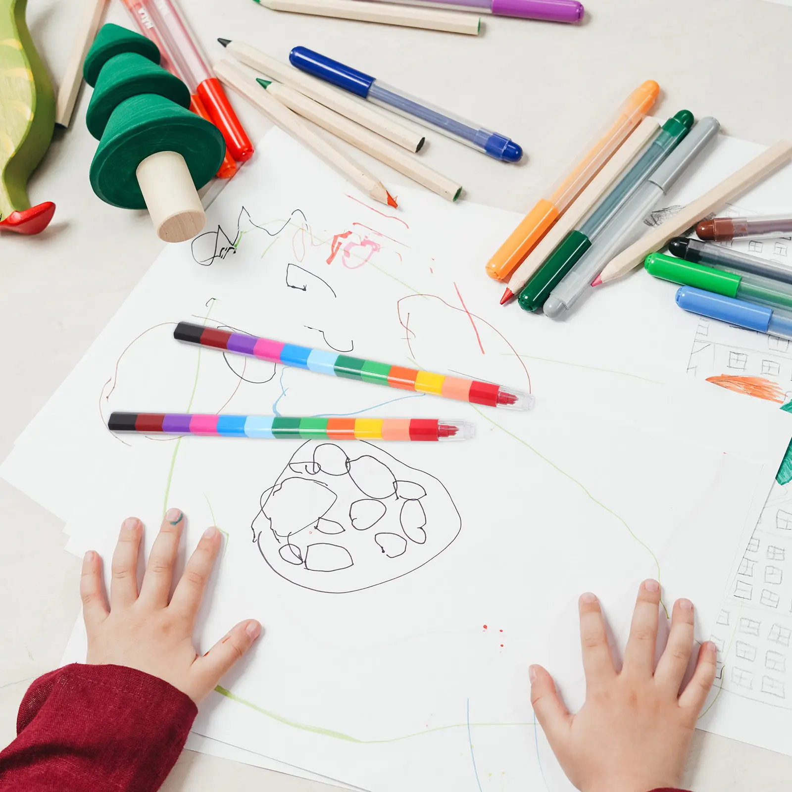 Набор из 24 цветных карандашей-блоков (12 цветов) – идеально для раскрашивания, рисования, школьного творчества. Набор для детей.
Набор из 24 цветных карандашей-блоков (12 цветов) – идеально для раскрашивания, рисования, школьного творчества. Набор для детей.