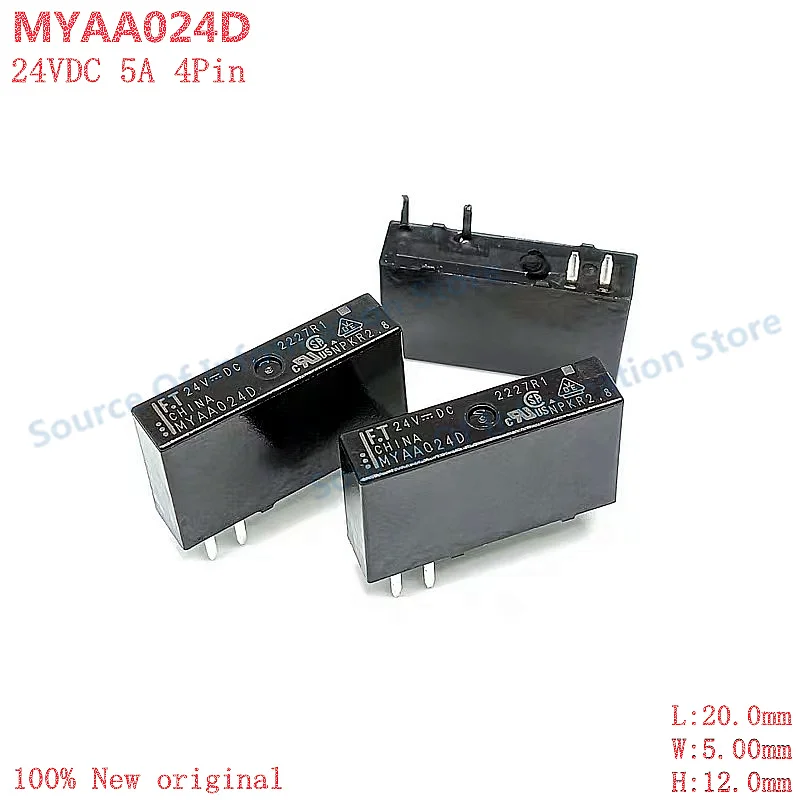 10Pcs MYAA024D Slim Electromagnetic Relay 24VDC Coil 5A Contact Rating, 4-Pin Through Hole Relay for Automation Equipment
10Pcs MYAA024D Slim Electromagnetic Relay 24VDC Coil 5A Contact Rating, 4-Pin Through Hole Relay for Automation Equipment