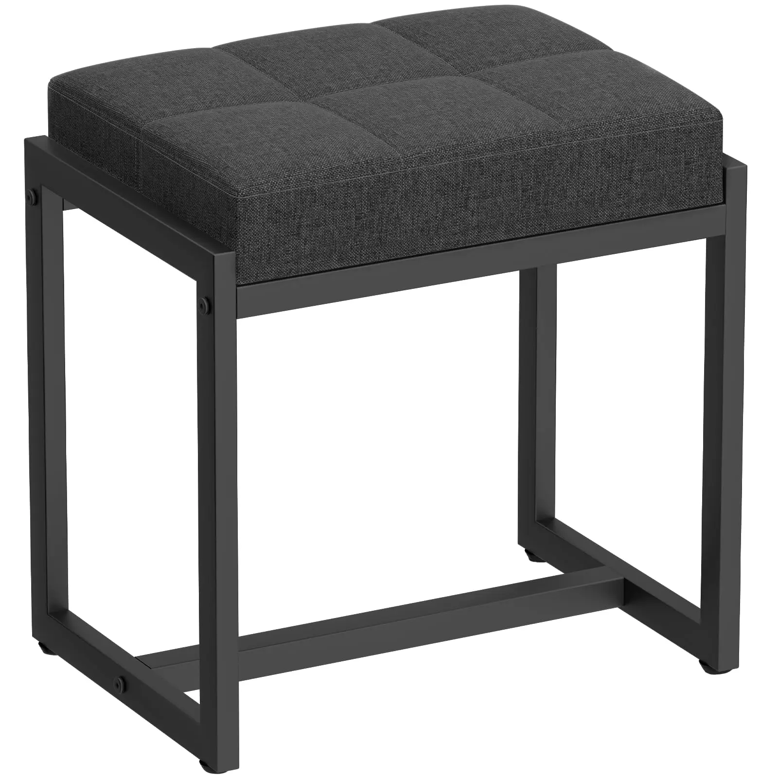 Modern Square Upholstered Vanity Stool With Metal Frame, Dark Gray Cushioned Seat For Dressing Table Or Bedroom Use
Modern Square Upholstered Vanity Stool With Metal Frame, Dark Gray Cushioned Seat For Dressing Table Or Bedroom Use
