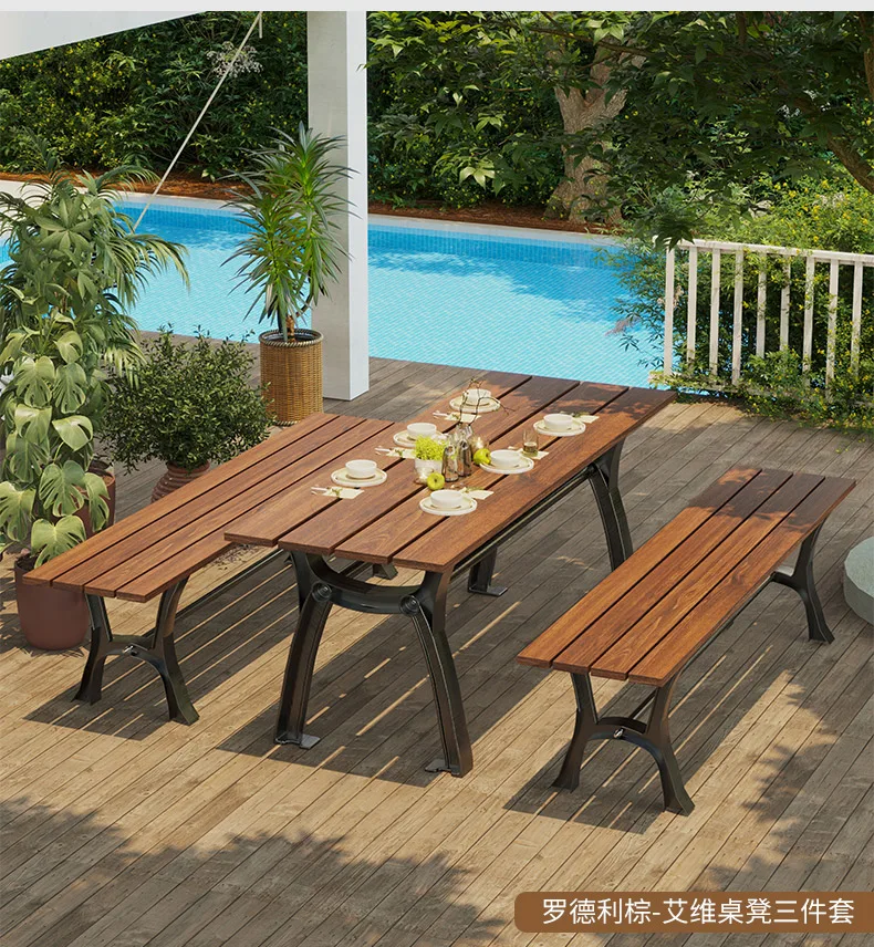Household Courtyard Garden Preservative Wood Dining Three-piece Wrought Iron Outdoor Table
Household Courtyard Garden Preservative Wood Dining Three-piece Wrought Iron Outdoor Table