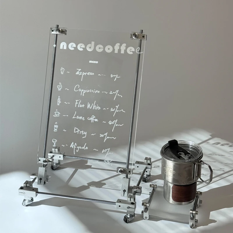 Designer Acrylic Menu Holder Metal Coffee Shop Accessories Transparent Price List Stand for Restaurant Counter Desktop Display
Designer Acrylic Menu Holder Metal Coffee Shop Accessories Transparent Price List Stand for Restaurant Counter Desktop Display