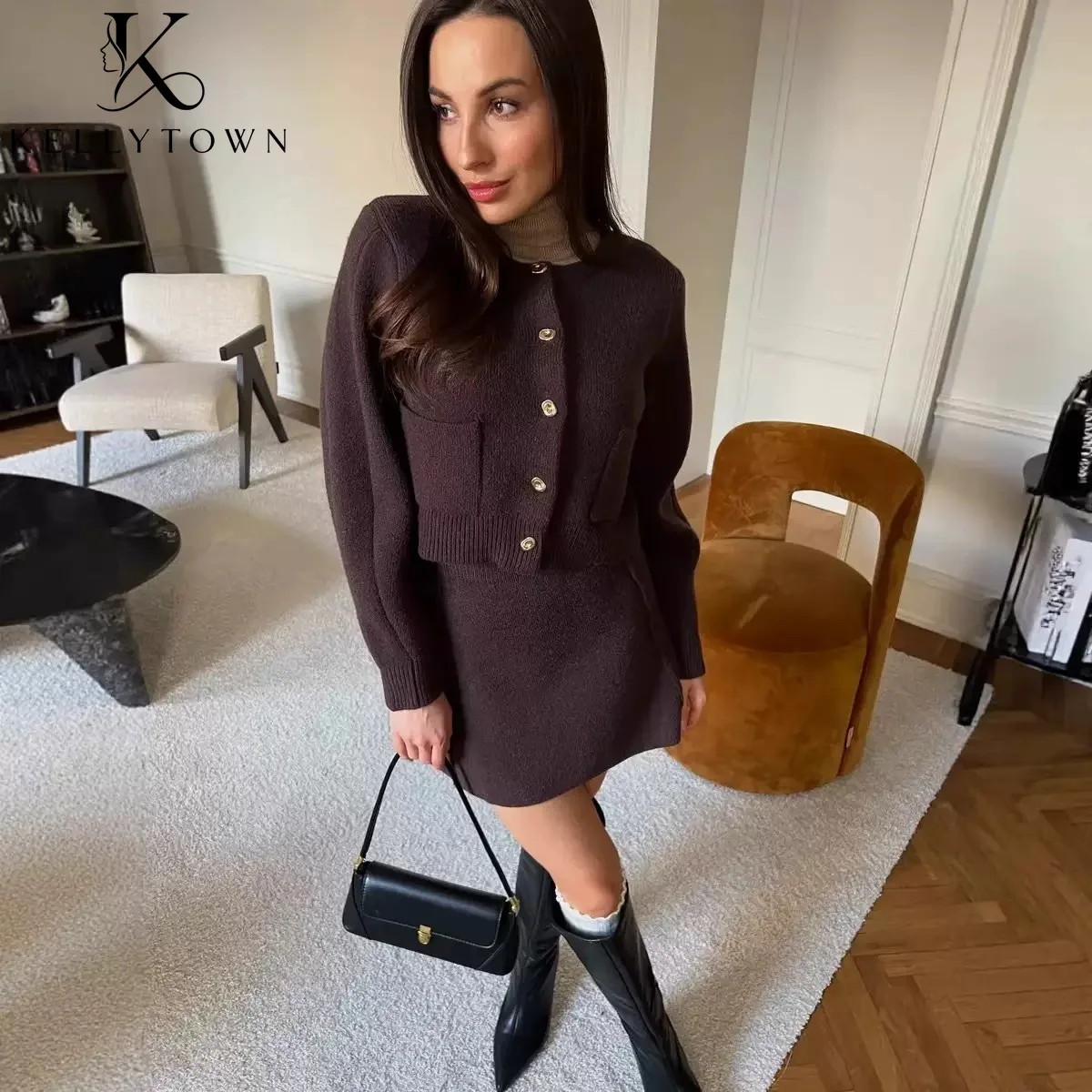 2 Piece-Set Female Elegant Button Cardigans Knitted Mini Skirt Set 2026 Autumn Winter Outfits Chic Solid Bown Women Suit Sets
2 Piece-Set Female Elegant Button Cardigans Knitted Mini Skirt Set 2026 Autumn Winter Outfits Chic Solid Bown Women Suit Sets