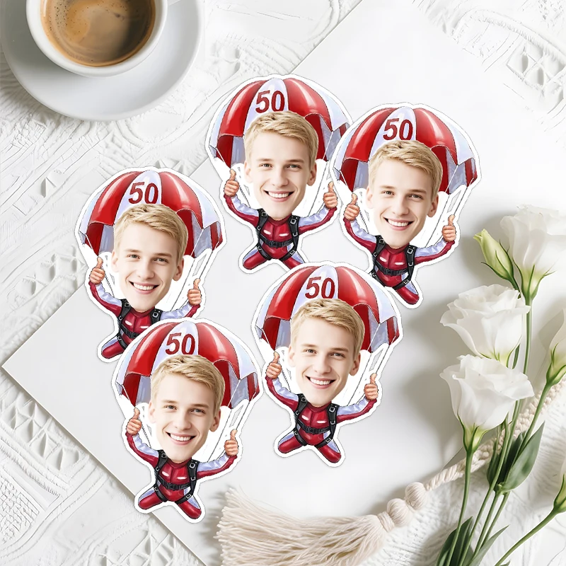 25/50pcs Custom Portrait Face Skydiver Style Stickers Adult and Kids Festival Birthday Party Fun Self-adhesive Sticker Ornament
25/50pcs Custom Portrait Face Skydiver Style Stickers Adult and Kids Festival Birthday Party Fun Self-adhesive Sticker Ornament