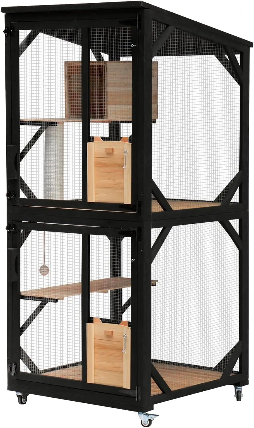 4 Tiers 70.9" H Cat Catio Cat House Outdoor Enclosure Window Large Outside Patio with Removable Floor, Scratching Post Sisal
4 Tiers 70.9" H Cat Catio Cat House Outdoor Enclosure Window Large Outside Patio with Removable Floor, Scratching Post Sisal