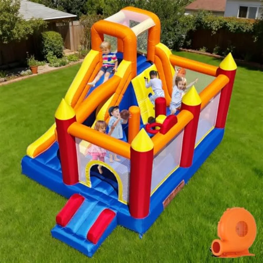 Inflatable Bounce House with 8.98 x 4.82 Ft Oversized Jump Area 88'' Extra-Long Slide Climbing Wall Obstacle Poles Hoop Durable
Inflatable Bounce House with 8.98 x 4.82 Ft Oversized Jump Area 88'' Extra-Long Slide Climbing Wall Obstacle Poles Hoop Durable