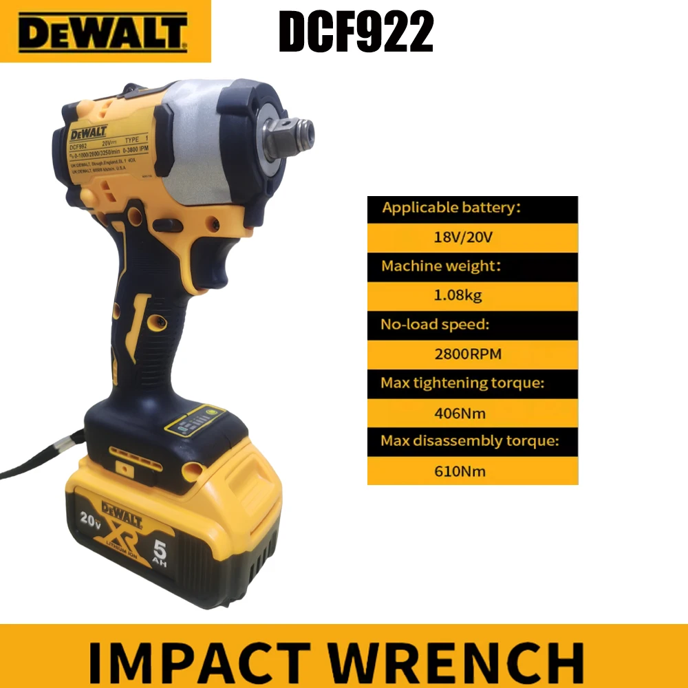 New Dewalt DCF922 Wireless Impact Wrench High Torque 205Nm (Reverse) 1/2 "2500 PRM Universal 20V Rechargeable Battery Power Tool
New Dewalt DCF922 Wireless Impact Wrench High Torque 205Nm (Reverse) 1/2 "2500 PRM Universal 20V Rechargeable Battery Power Tool