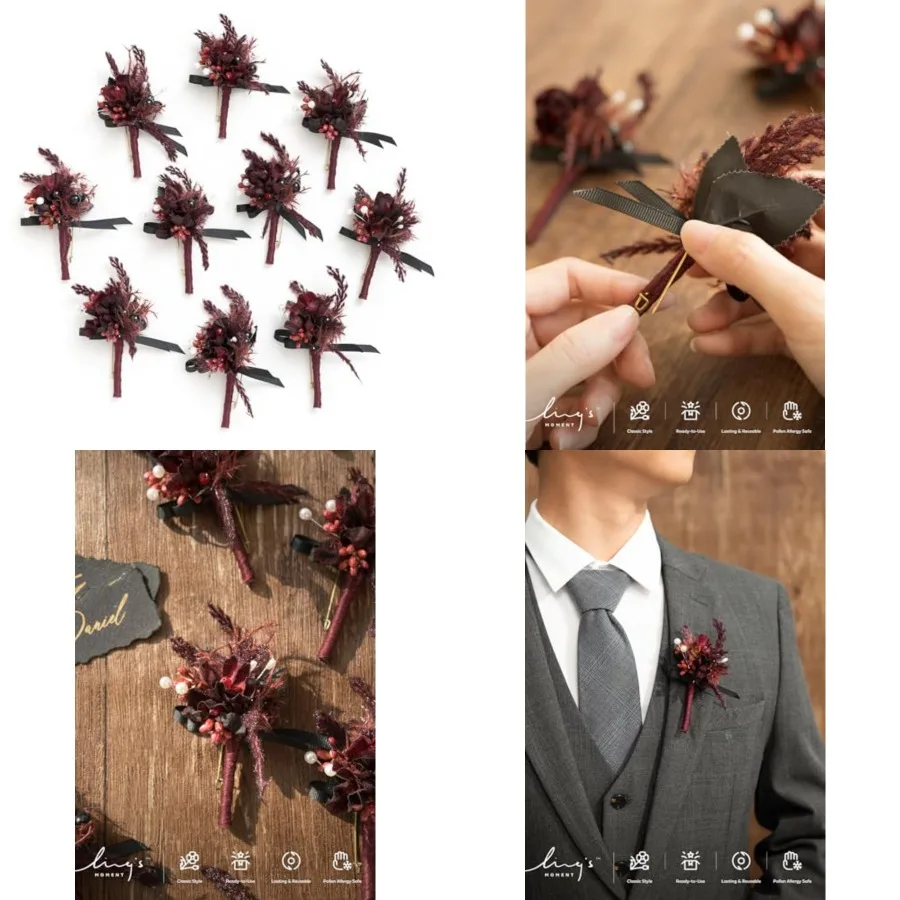 Ling's moment Boutonniere for Men, 10pcs Groomsmen Guest Boutonniere, Artificial Flowers for Wedding Décor/Prom/Homecoming, etc
Ling's moment Boutonniere for Men, 10pcs Groomsmen Guest Boutonniere, Artificial Flowers for Wedding Décor/Prom/Homecoming, etc