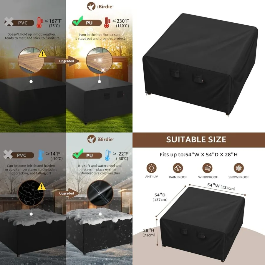 Outdoor Patio Furniture Set Covers 54 x 54 inch fit 4 x 4 Feet, 54, 52, 50 inch Wide, Waterproof Weatherproof Square Cover, Hea
Outdoor Patio Furniture Set Covers 54 x 54 inch fit 4 x 4 Feet, 54, 52, 50 inch Wide, Waterproof Weatherproof Square Cover, Hea