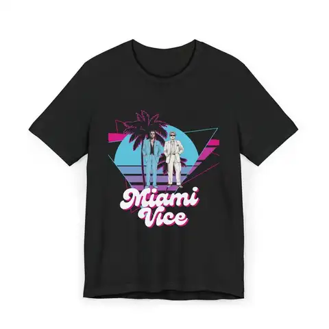 Retro Miami Vice Jersey  T Shirt Vintage 80s Style