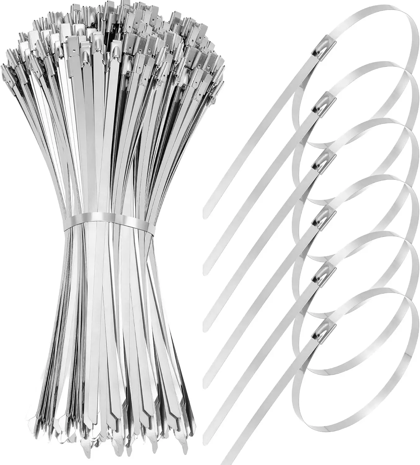 100 Pcs 11.8 in 304 Stainless Steel Zip Ties Heavy Duty Cable Ties Self-Locking for Outdoor Machinery Vehicles Farm Pipes Roofs
100 Pcs 11.8 in 304 Stainless Steel Zip Ties Heavy Duty Cable Ties Self-Locking for Outdoor Machinery Vehicles Farm Pipes Roofs