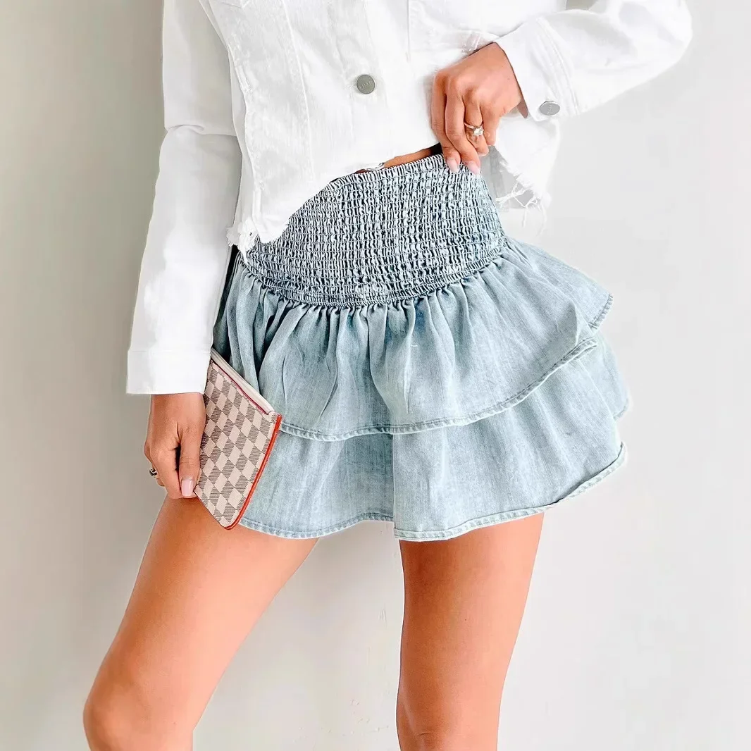 Tierred Skirts Women Denim Mini Skirt Folds Streetwear Elastic Waist Washed 2025 Summer Vintage Distressed Female Sexy A Line
Tierred Skirts Women Denim Mini Skirt Folds Streetwear Elastic Waist Washed 2025 Summer Vintage Distressed Female Sexy A Line