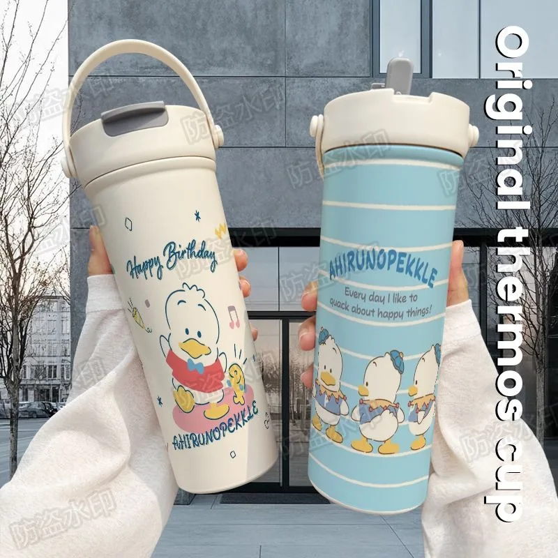 Sanrio Anime Ahirunopekkle Kawaii Ins Fashion Portable Insulated Cup Cute Stainless Steel Straw Water Bottle Gifts for Kids
Sanrio Anime Ahirunopekkle Kawaii Ins Fashion Portable Insulated Cup Cute Stainless Steel Straw Water Bottle Gifts for Kids