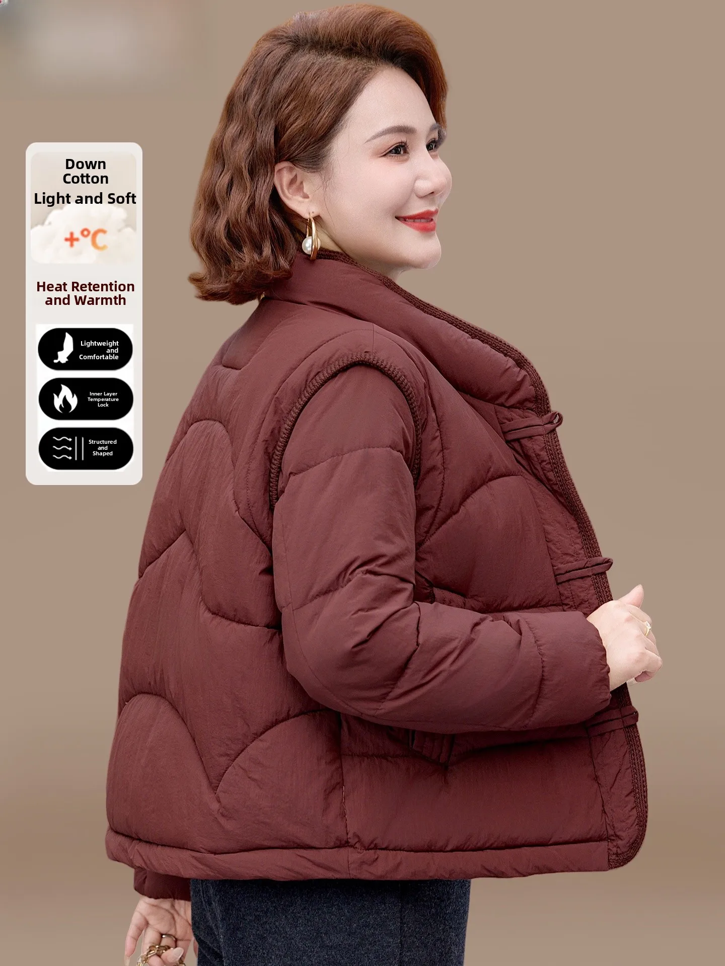 Winter Faion Cotton Jaet Coat down Filled Warm Small Stature Mom's Clothing Loose Fit Polyester Blend Thiened Coat
Winter Faion Cotton Jaet Coat down Filled Warm Small Stature Mom's Clothing Loose Fit Polyester Blend Thiened Coat