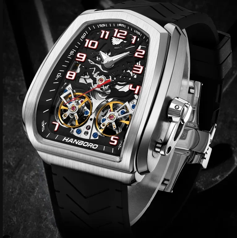 HANBORO Men Automatic Watch 44mm Luxury Mechanical Wristwatch Luminous 50M Waterproof Skeleton Dual Flywheel Dial
HANBORO Men Automatic Watch 44mm Luxury Mechanical Wristwatch Luminous 50M Waterproof Skeleton Dual Flywheel Dial