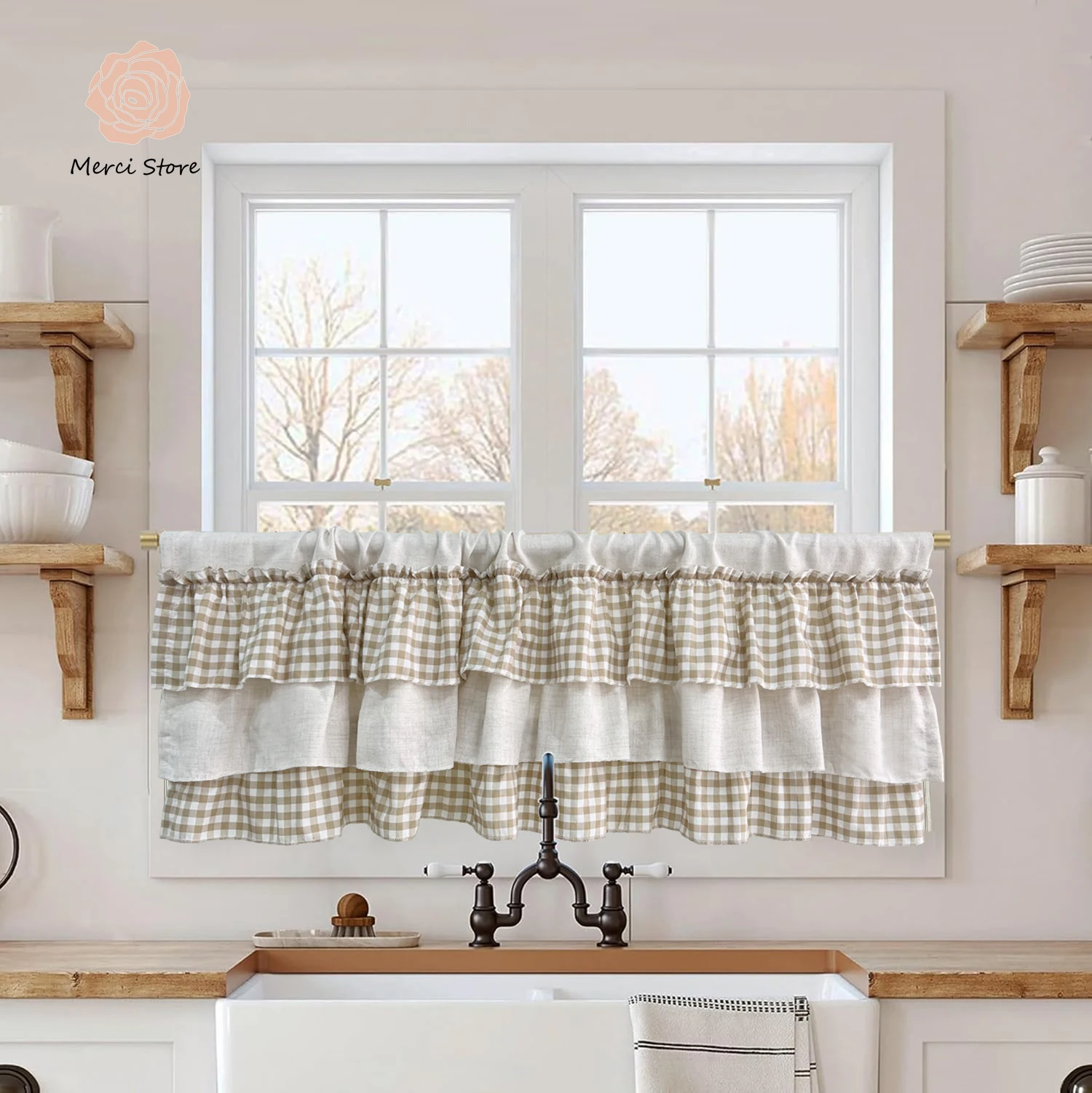 Rustic Inspired Gingham and Linen Blend Tiered Short Curtain Multi Layer Short Curtain for Bedroom Kitchen Windows Home Decor
Rustic Inspired Gingham and Linen Blend Tiered Short Curtain Multi Layer Short Curtain for Bedroom Kitchen Windows Home Decor