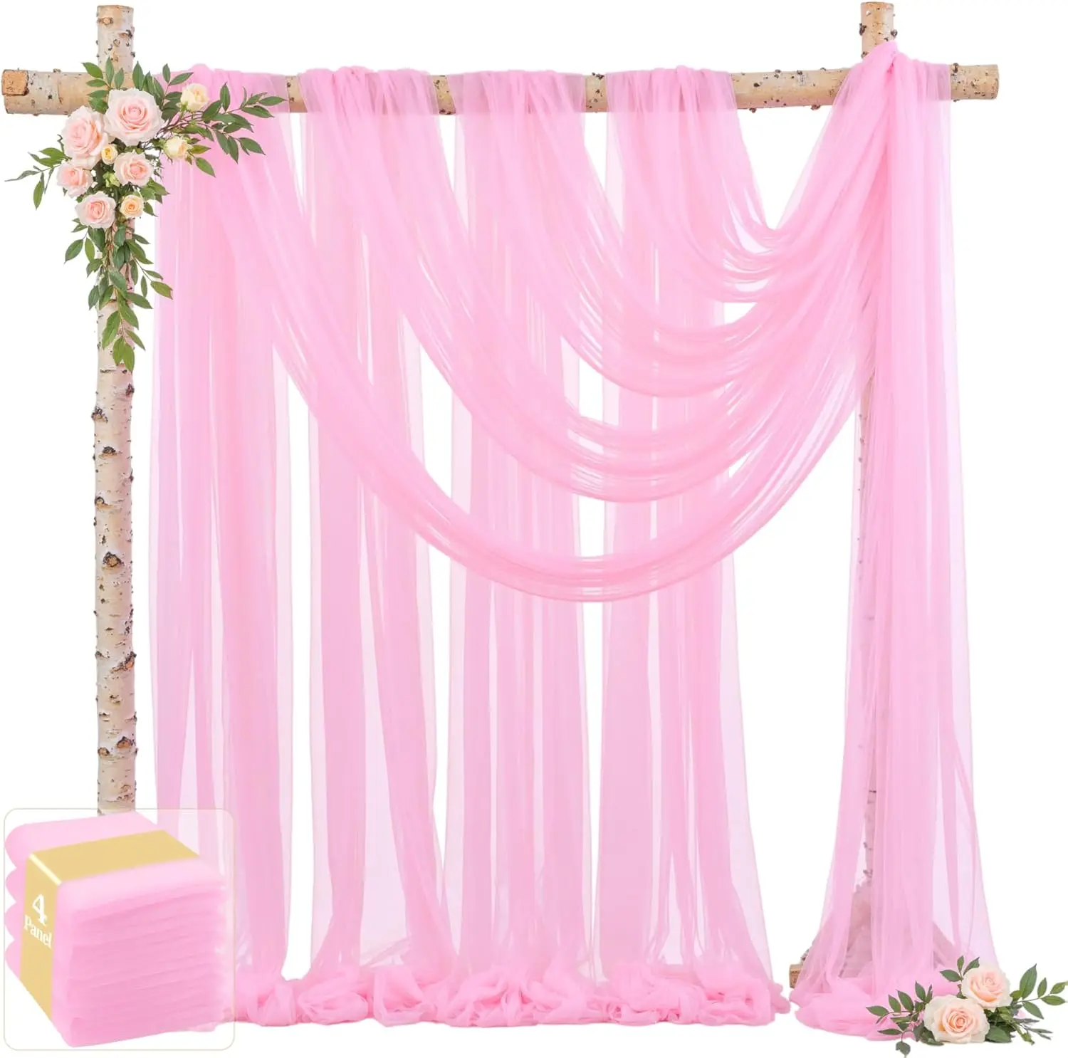 Pink Wedding Arch Draping Fabric, 4 Panels 30" x 19ft Tulle Backdrop Curtains for Reception Ceremony Party Decor
Pink Wedding Arch Draping Fabric, 4 Panels 30" x 19ft Tulle Backdrop Curtains for Reception Ceremony Party Decor