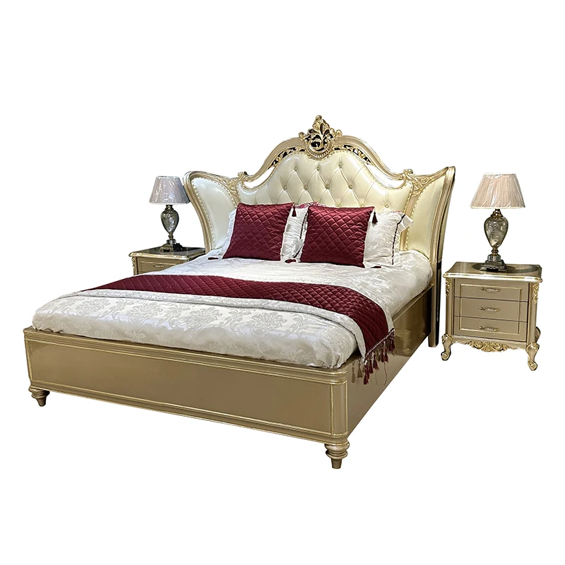 French leather soft bag bed, European luxury solid wood carving flower double bed master bedroom marriage bed bedroom furniture
French leather soft bag bed, European luxury solid wood carving flower double bed master bedroom marriage bed bedroom furniture