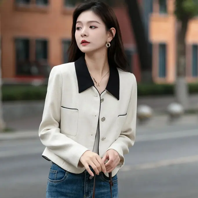 Tweed Jackets Woman Petite Womens Spring O-Neck Round-Neck Collarless Button-Down Zip-Up Full-Zip Closure Snap-Button Fashion OL
Tweed Jackets Woman Petite Womens Spring O-Neck Round-Neck Collarless Button-Down Zip-Up Full-Zip Closure Snap-Button Fashion OL