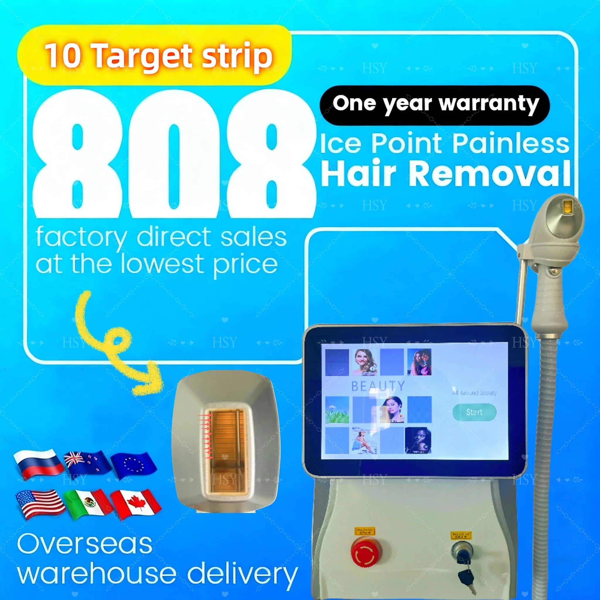 Ice Titanium Diode Laser Hair Removal Machine Laser Diode 5000W 10 Bar 3 Wavelength Body Hair Removal Equipment 755 808 1064nm
Ice Titanium Diode Laser Hair Removal Machine Laser Diode 5000W 10 Bar 3 Wavelength Body Hair Removal Equipment 755 808 1064nm