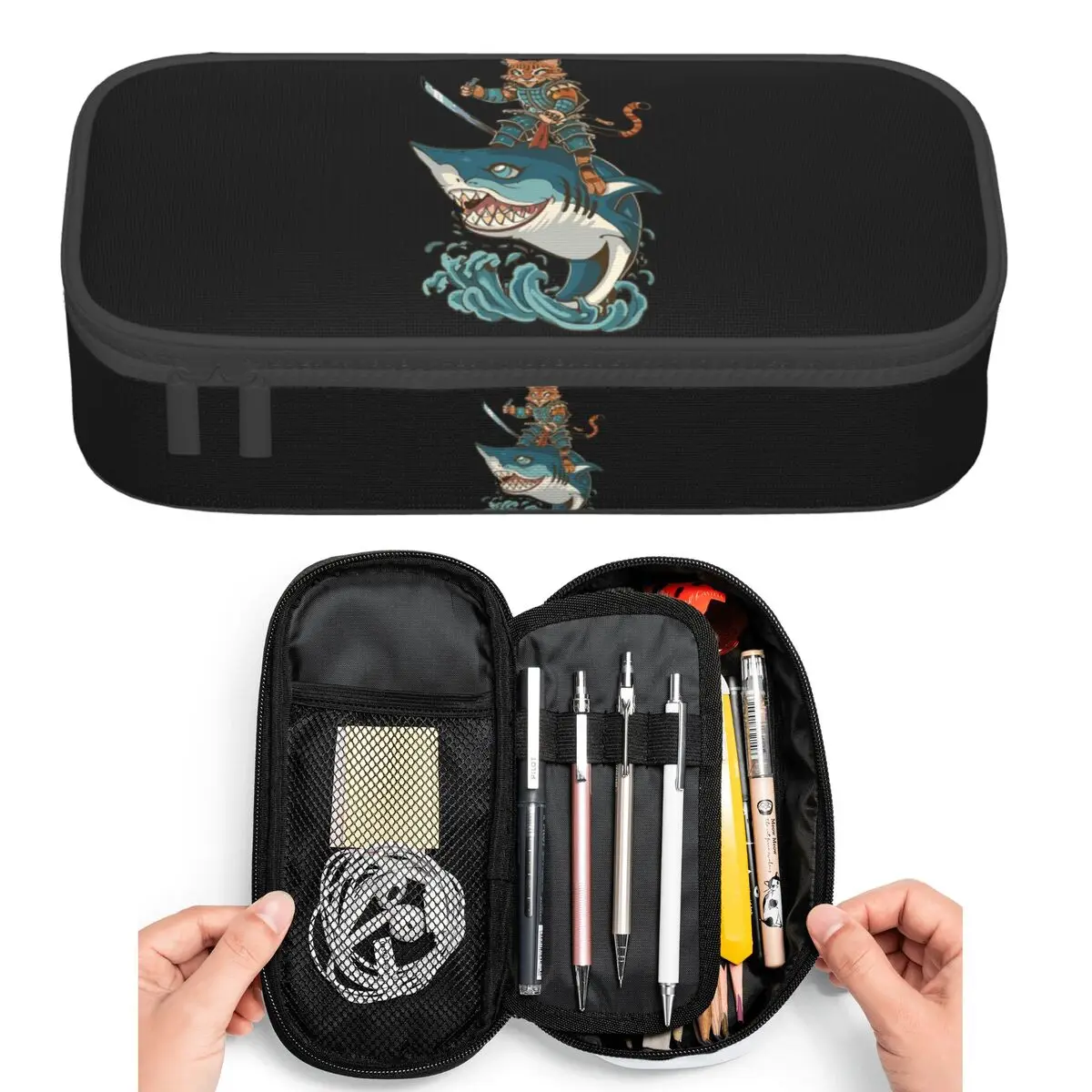 Пеналы для школьников с изображением кошки, катящейся на акуле на море, большая сумка для ручек и карандашей, пенал-органайзер, держатель для ручек
Пеналы для школьников с изображением кошки, катящейся на акуле на море, большая сумка для ручек и карандашей, пенал-органайзер, держатель для ручек