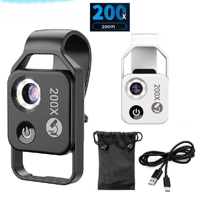100X / 200X Microscope Phone Lens with Phone Clip Plant Insect Hair Skin Observation Jewelry Jade Appraisal Electronic Testing
100X / 200X Microscope Phone Lens with Phone Clip Plant Insect Hair Skin Observation Jewelry Jade Appraisal Electronic Testing
