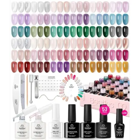Beetles Gel Nail Polish Set with Base Glossy Matte Glitter Top Coat Nail Tools
