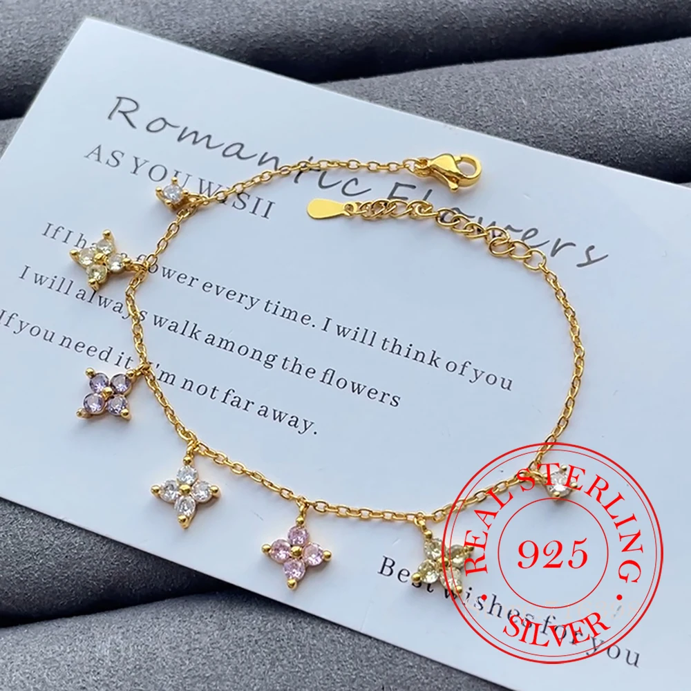 925 Sterling Silver Dopamine Zircon Clover Bracelet for Women, Crystal Wedding Party Jewelry, Elegant Fashion Gift for Her
925 Sterling Silver Dopamine Zircon Clover Bracelet for Women, Crystal Wedding Party Jewelry, Elegant Fashion Gift for Her