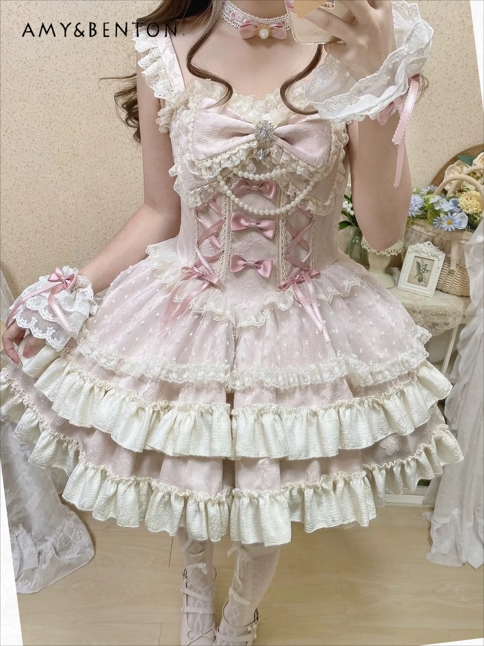 Lolita Style Jsk Princess Evening Dresses Original Sweet Cute Bow Cartoon Print High Waist Slim-fitting Tutu Dress for Women
Lolita Style Jsk Princess Evening Dresses Original Sweet Cute Bow Cartoon Print High Waist Slim-fitting Tutu Dress for Women