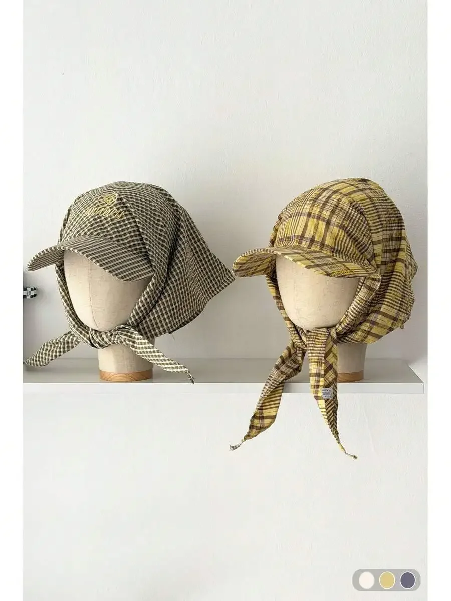 Retro Plaid Headscarf Hat With 3D Embroidered Letter, Contrast Color Fashionable Sun-Proof Bandana Cap,
Retro Plaid Headscarf Hat With 3D Embroidered Letter, Contrast Color Fashionable Sun-Proof Bandana Cap,