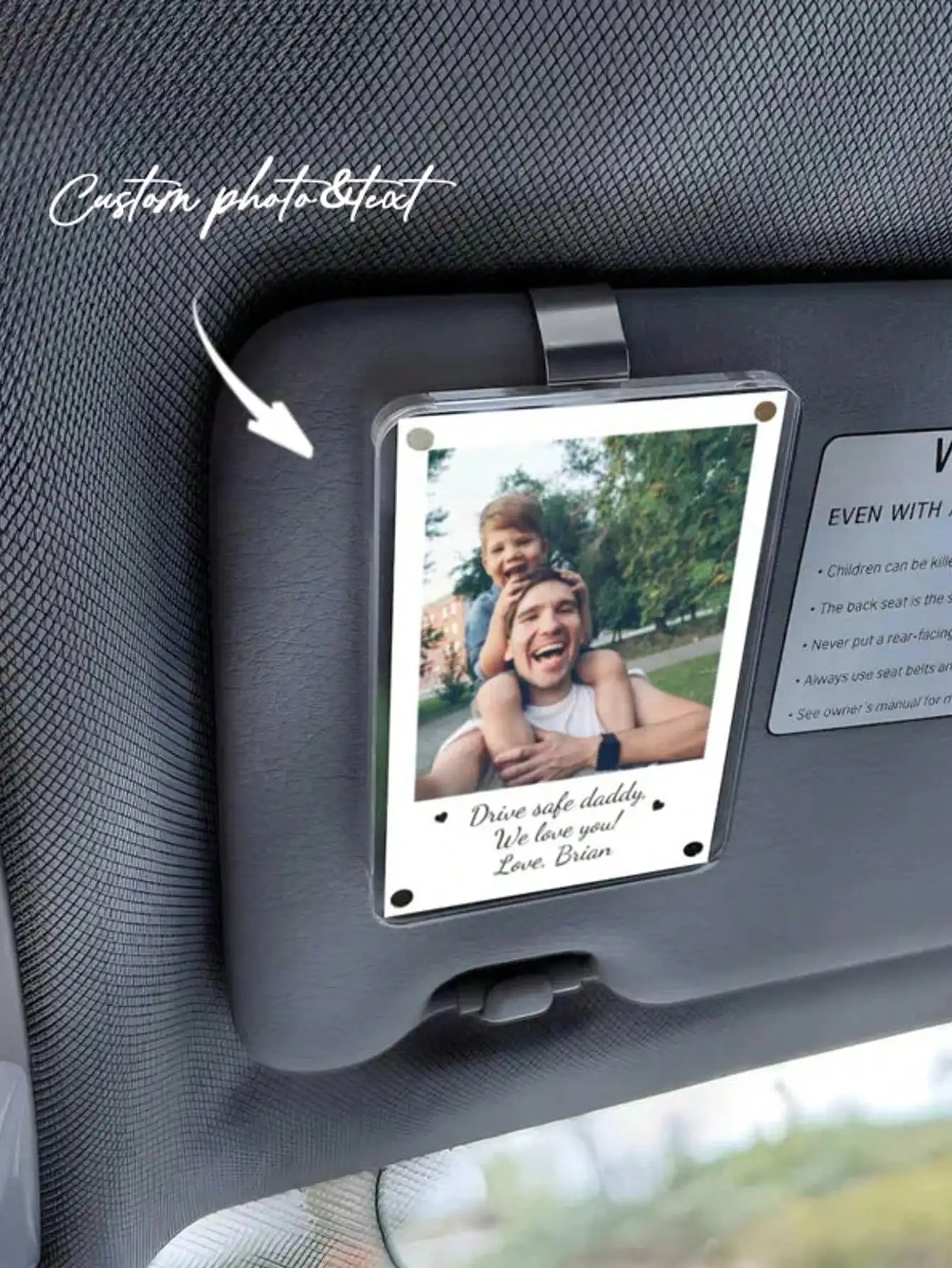 Custom Photo Car Visor Clip for Dad - Personalized Sun Visor Holder with Text
Custom Photo Car Visor Clip for Dad - Personalized Sun Visor Holder with Text
