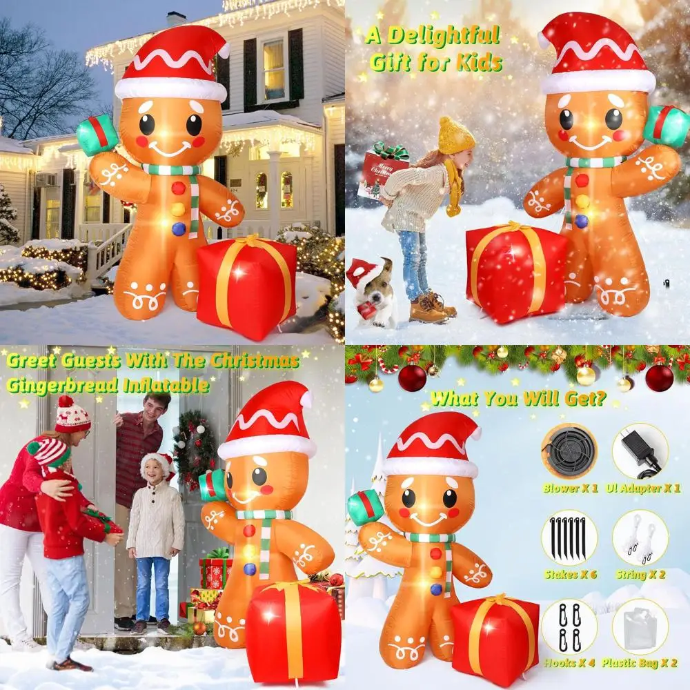 6FT Gingerbread Man Inflatable Outdoor Christmas Decoration with LED Lights, Perfect for Holiday Lawn and Garden Décor
6FT Gingerbread Man Inflatable Outdoor Christmas Decoration with LED Lights, Perfect for Holiday Lawn and Garden Décor