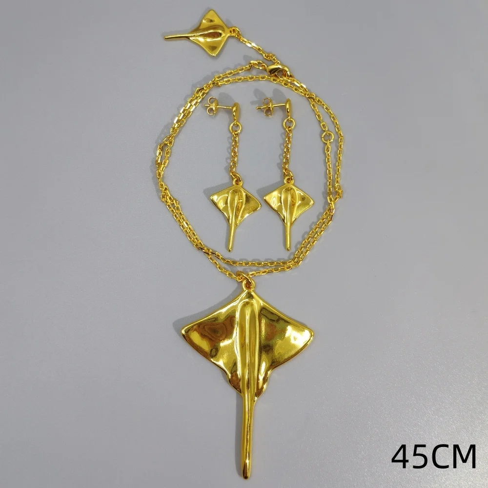 2026 Spring French Romantic Gold and Silver 7CM Manta Ray Earrings Necklace Jewelry Two Piece Creative Gift Set
2026 Spring French Romantic Gold and Silver 7CM Manta Ray Earrings Necklace Jewelry Two Piece Creative Gift Set