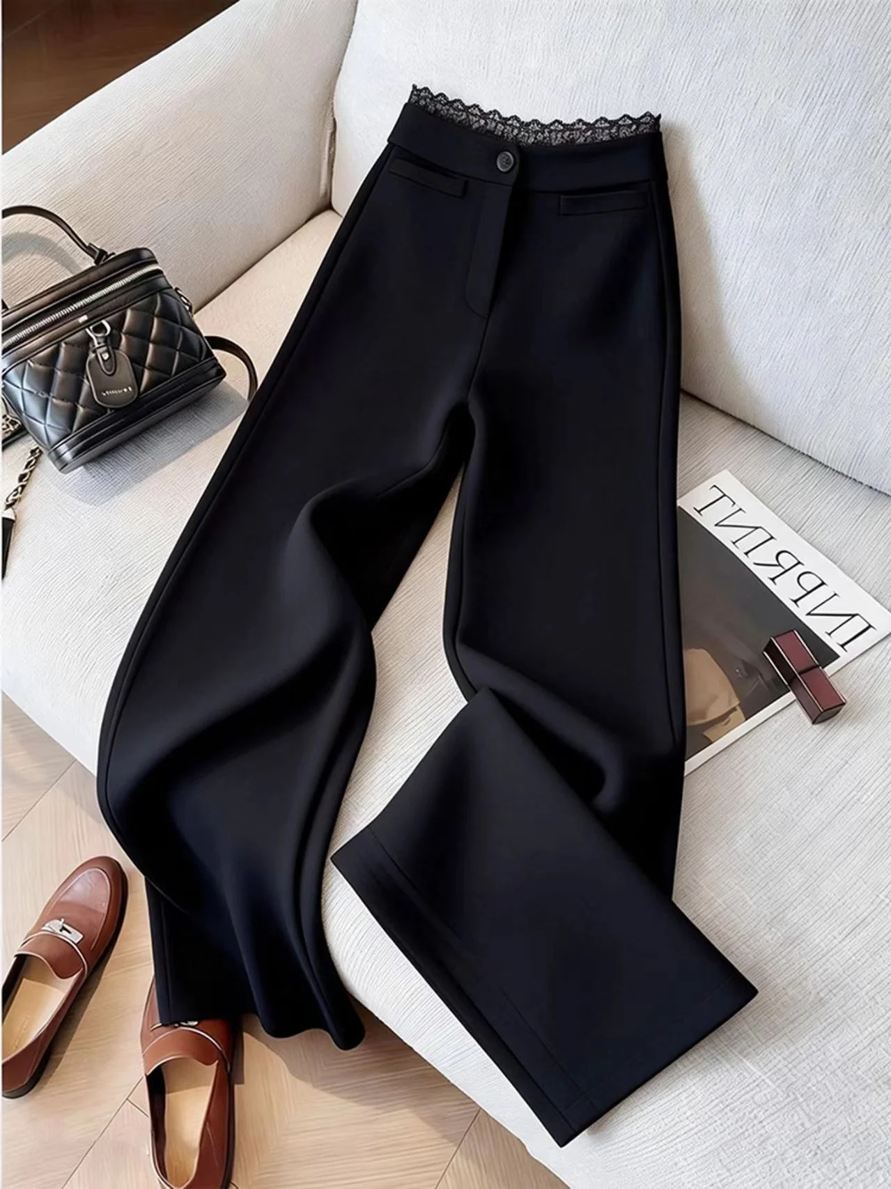 Black High Waist Wide Leg Pants Women's Winter Warm Thick Fashionable Slimming Super Beautiful Flared Trousers
Black High Waist Wide Leg Pants Women's Winter Warm Thick Fashionable Slimming Super Beautiful Flared Trousers