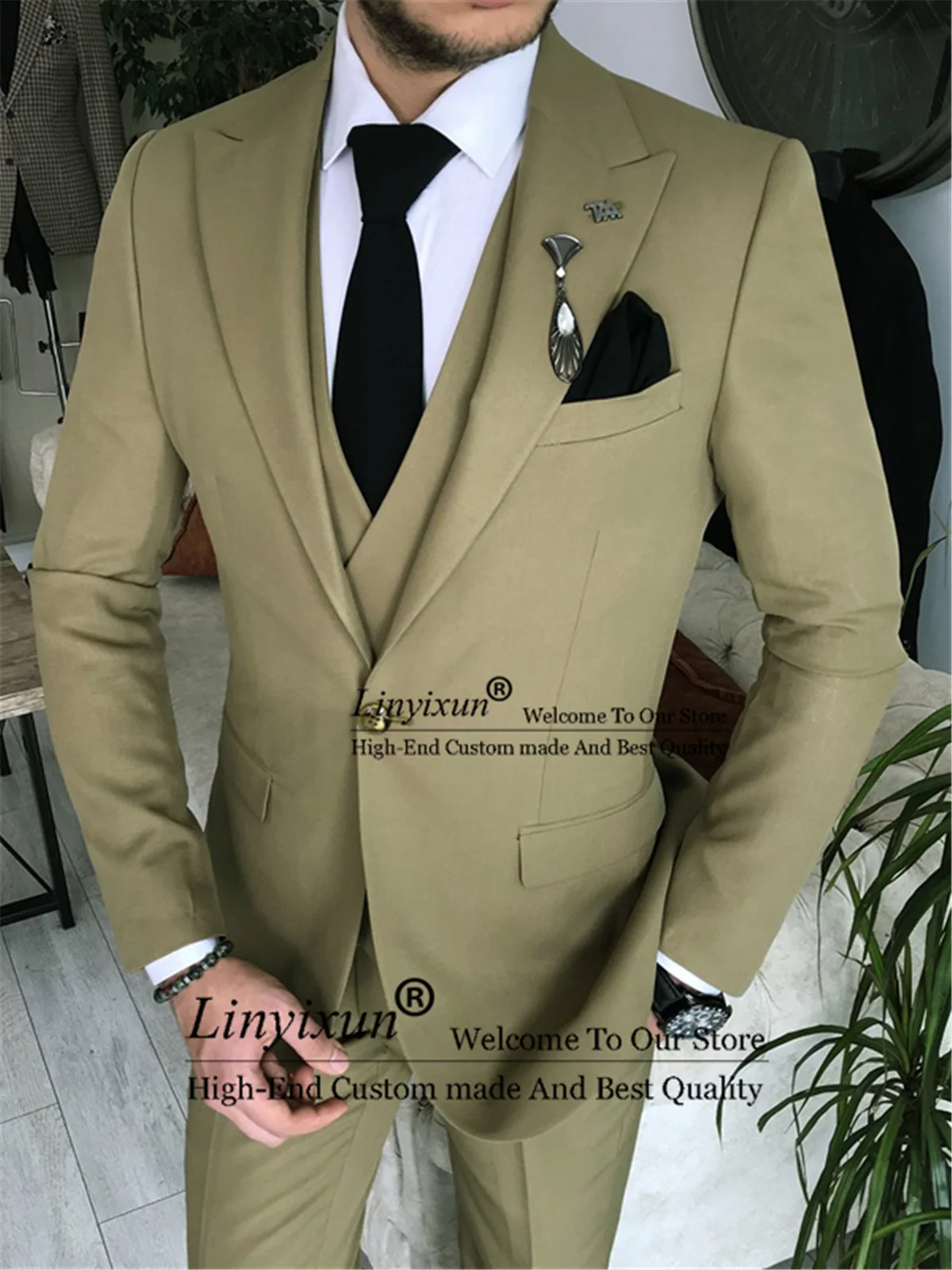 Fashion Peak Lapel Men Suits 3 Piece Sets Groom Wedding Tuxedos Formal Business Terno Masculino Prom Party Blazer Vest Pants
Fashion Peak Lapel Men Suits 3 Piece Sets Groom Wedding Tuxedos Formal Business Terno Masculino Prom Party Blazer Vest Pants