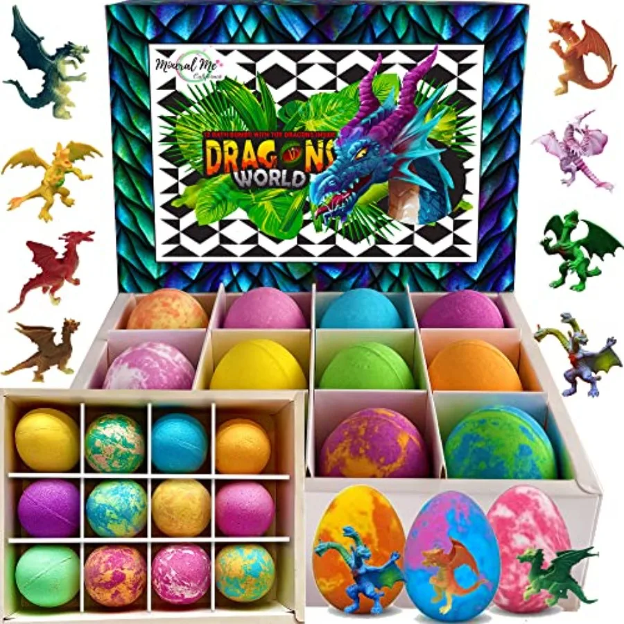 Bath Bombs for with Surprise Inside - 12 Organic Bubble Bath Fizzies with Toys. Gentle and Friendly w/Rich Bubbles and Rainbow
Bath Bombs for with Surprise Inside - 12 Organic Bubble Bath Fizzies with Toys. Gentle and Friendly w/Rich Bubbles and Rainbow