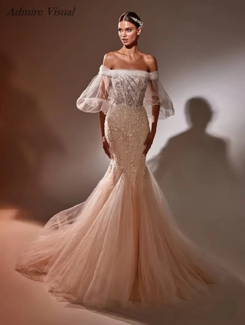 Newest Wedding Dresses Mermaid For Bride Boat Neck Neckline With Puff Sleeves Customized Plus Sizes Vestidos De Novias
Newest Wedding Dresses Mermaid For Bride Boat Neck Neckline With Puff Sleeves Customized Plus Sizes Vestidos De Novias