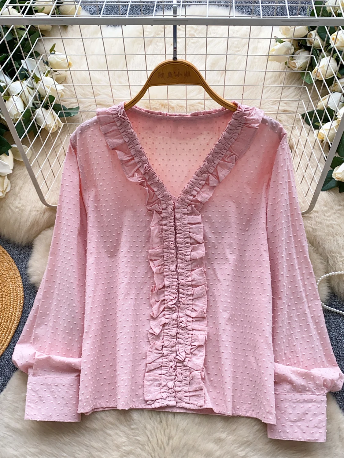 Sweet Gentle Sle V-Ne Long Sve Текстурированный свободный женский рюк Осенняя мода для похудения Базовый слой Верх Деревянный дизайн
Sweet Gentle Sle V-Ne Long Sve Текстурированный свободный женский рюк Осенняя мода для похудения Базовый слой Верх Деревянный дизайн