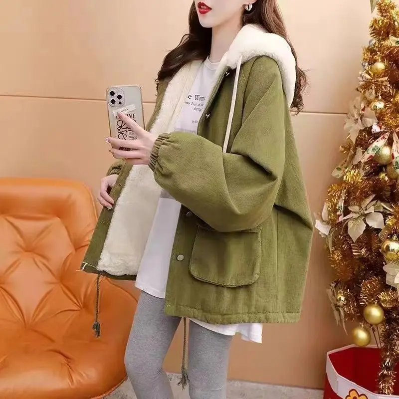 Winter New Lamb Wool Denim Coats Women Loose Chic Cotton-padded Outwear Casual Parkas Top fleece Thick long sleeve Hooded Jacket
Winter New Lamb Wool Denim Coats Women Loose Chic Cotton-padded Outwear Casual Parkas Top fleece Thick long sleeve Hooded Jacket