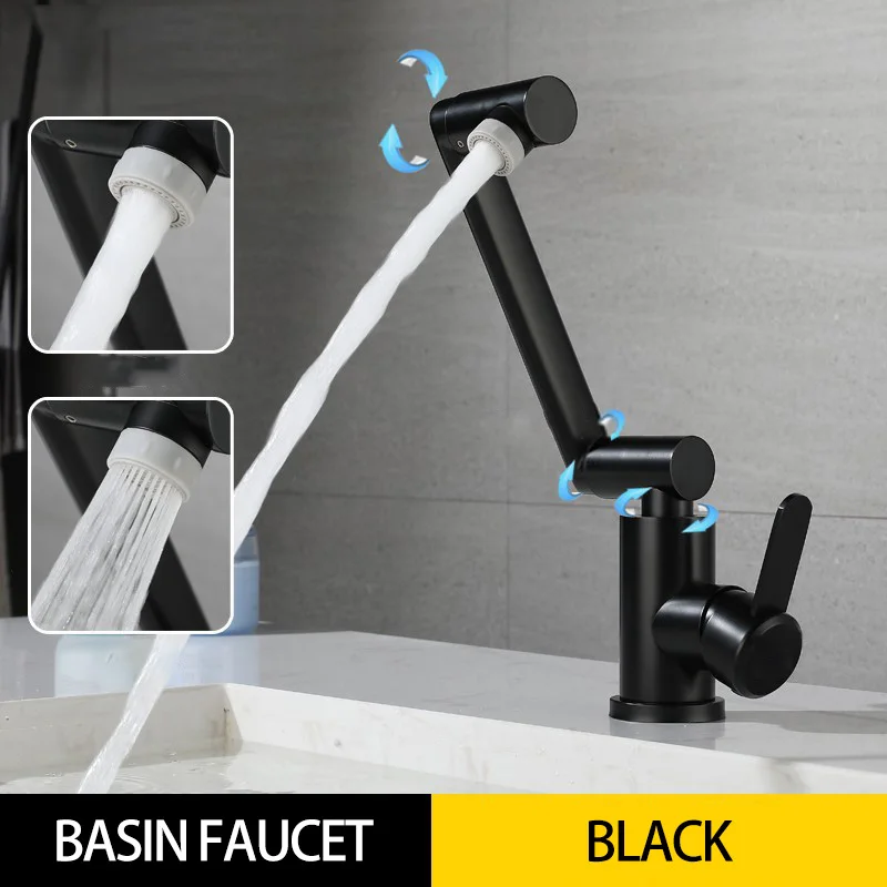 Black Bathroom Folding Basin Faucet Stainless Steel 360 Degree Swivel Washbasin Tap Cold Hot Mixer Deck Mounted Splash Proof Tap
Black Bathroom Folding Basin Faucet Stainless Steel 360 Degree Swivel Washbasin Tap Cold Hot Mixer Deck Mounted Splash Proof Tap