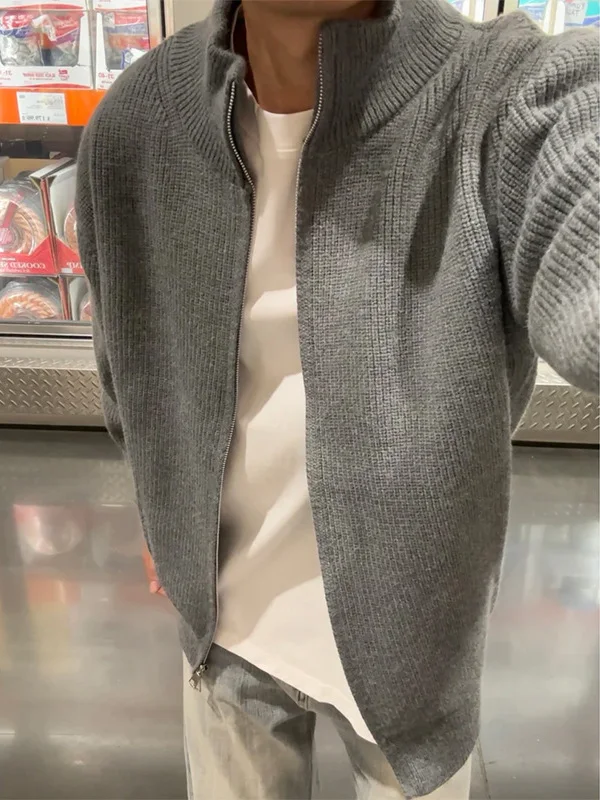 Мужской вязаный кардиган премиум-класса: модный, универсальный, с воротником-стойкой, осенняя верхняя одежда, трендовый, с длинными рукавами
Мужской вязаный кардиган премиум-класса: модный, универсальный, с воротником-стойкой, осенняя верхняя одежда, трендовый, с длинными рукавами