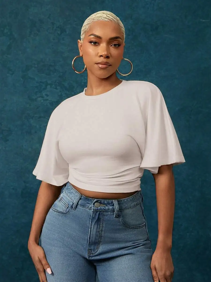 Flutter Sleeve Ruched Waist Crop Top
Flutter Sleeve Ruched Waist Crop Top