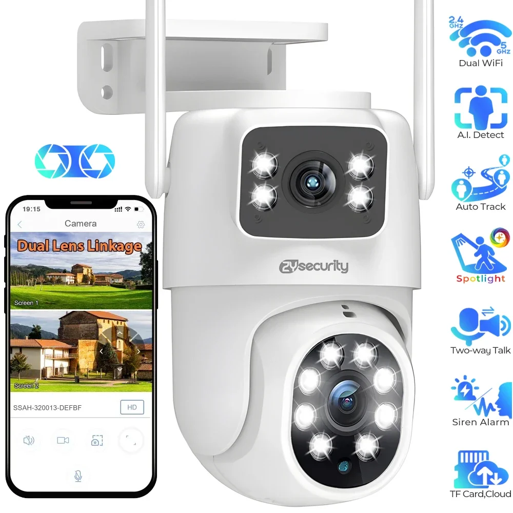 2MP+2MP Dual Lens Security Camera Outdoor WiFi PTZ IP Camera AI Human Detect Auto Tracking Wireless CCTV Camera CamHipro app
2MP+2MP Dual Lens Security Camera Outdoor WiFi PTZ IP Camera AI Human Detect Auto Tracking Wireless CCTV Camera CamHipro app