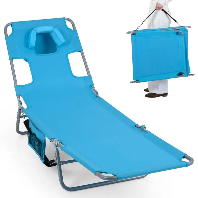 Folding Beach Lounge Chair with Adjustable Backrest for Lawn-Turquoise
Folding Beach Lounge Chair with Adjustable Backrest for Lawn-Turquoise