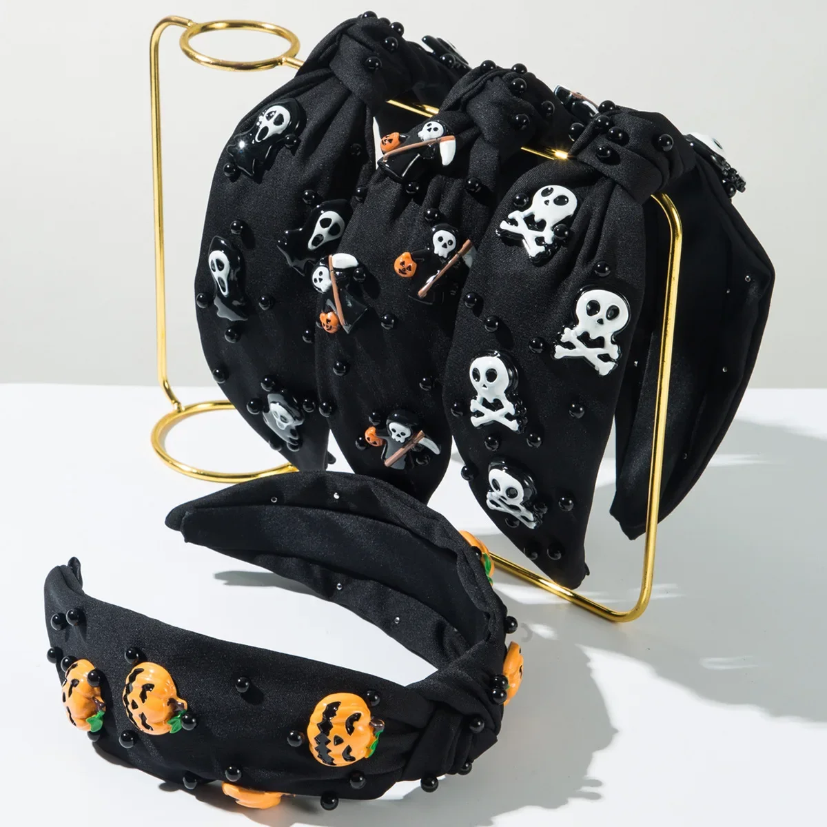 Personalized Headband for Women Halloween Hair Accessories with Cool Pumpkin Skull and Ghost Design Knotted Top and High Skull
Personalized Headband for Women Halloween Hair Accessories with Cool Pumpkin Skull and Ghost Design Knotted Top and High Skull