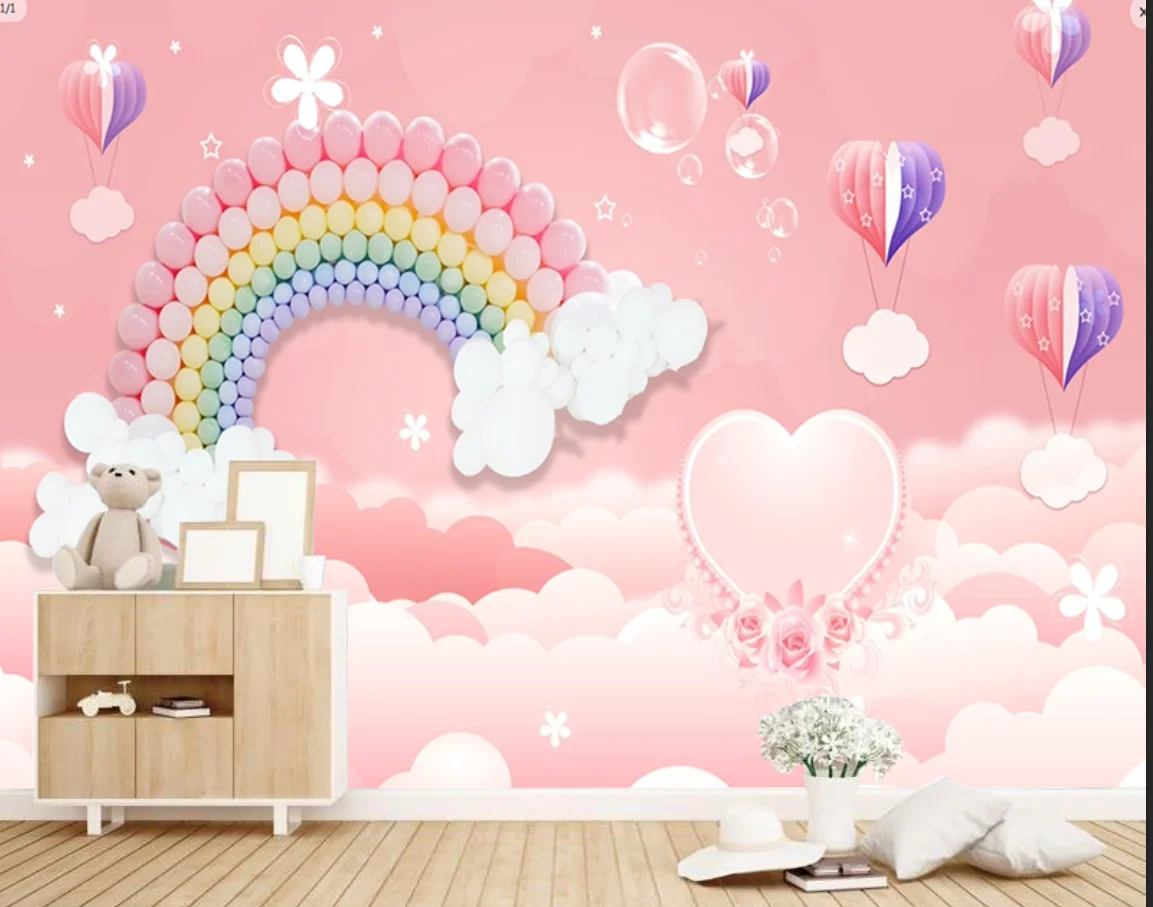 Customize 3d wallpaper pink cartoon clouds hot air balloon rainbow forest children room background wall wall papers home decor
Customize 3d wallpaper pink cartoon clouds hot air balloon rainbow forest children room background wall wall papers home decor