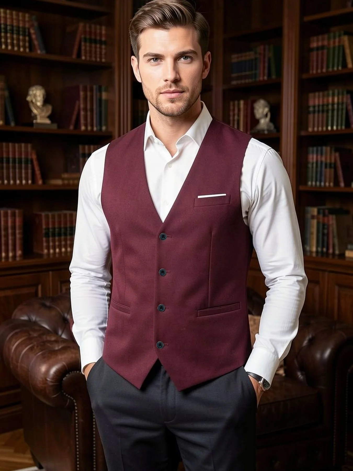 Men's Essential Solid Suit Vest Single Breasted Business Elegant Office Party Wedding
Men's Essential Solid Suit Vest Single Breasted Business Elegant Office Party Wedding