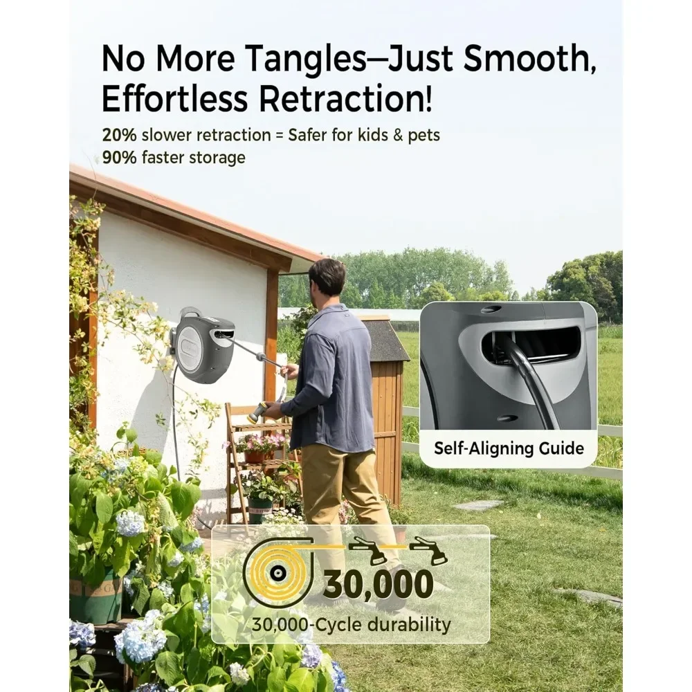 Retractable Garden Hose Reel 1/2 in x 130 ft Upgraded UV Resistant Heavy Duty Automatic Hose Reel Wall Mount 3/4 in Brass Fittin
Retractable Garden Hose Reel 1/2 in x 130 ft Upgraded UV Resistant Heavy Duty Automatic Hose Reel Wall Mount 3/4 in Brass Fittin